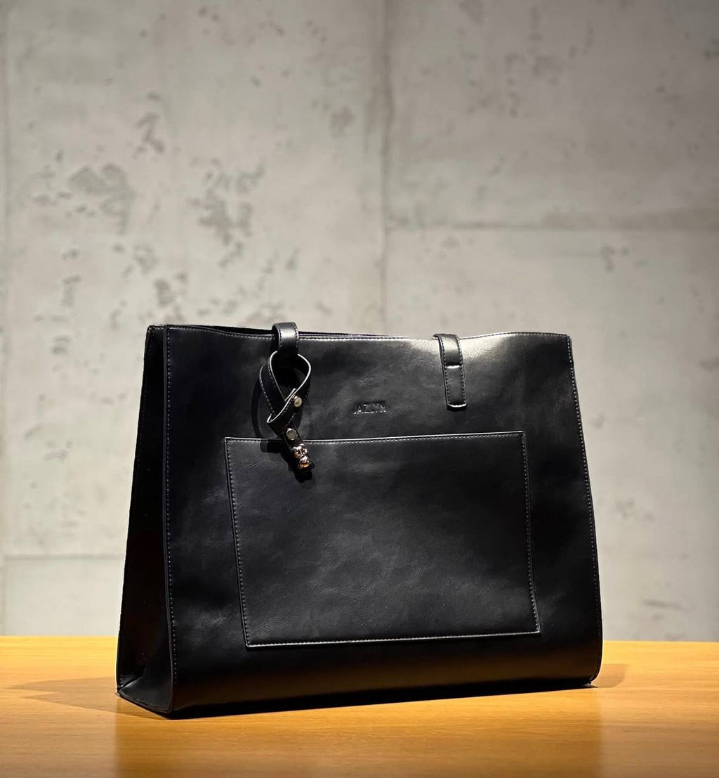 Black Leather Tote Bag