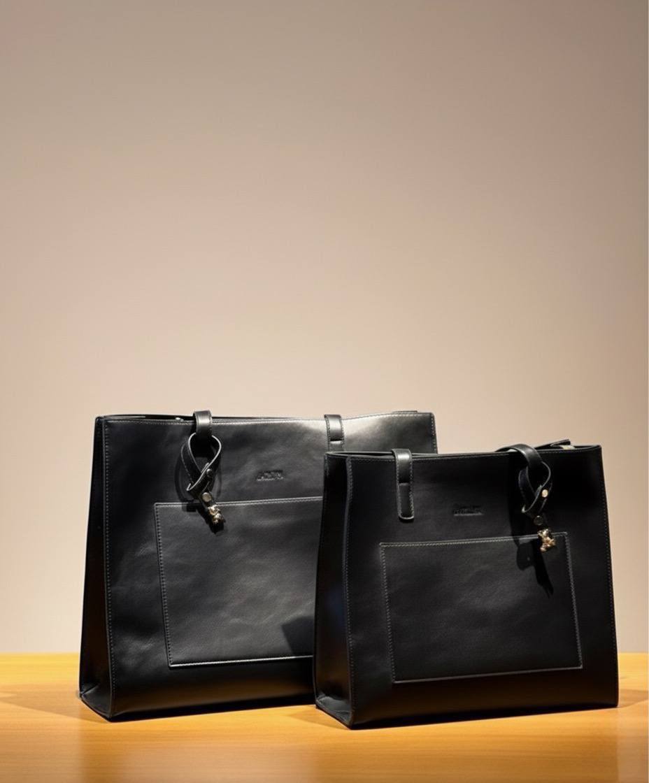 Black Leather Tote Bag