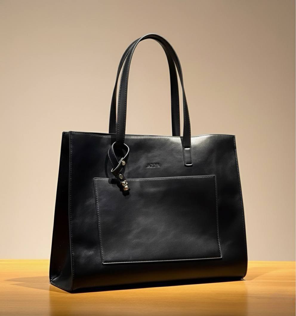 Black Leather Tote Bag