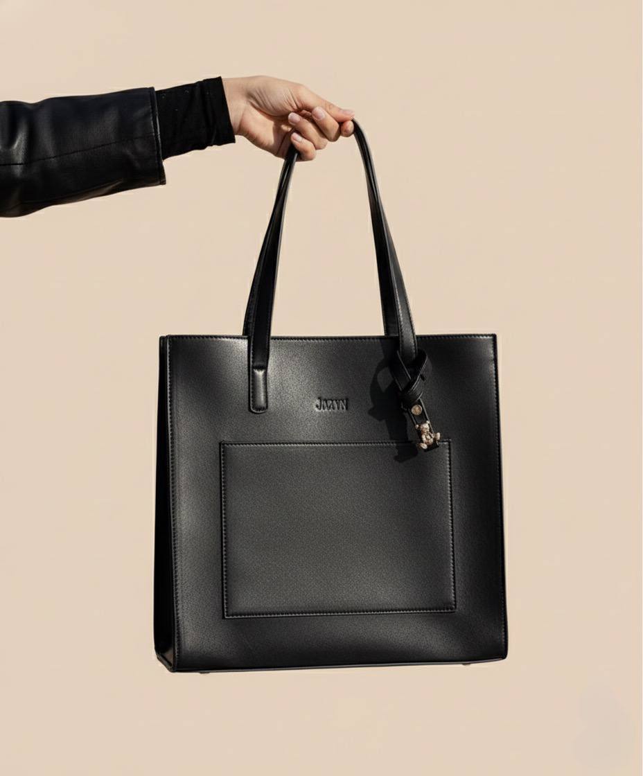 Black Leather Tote Bag