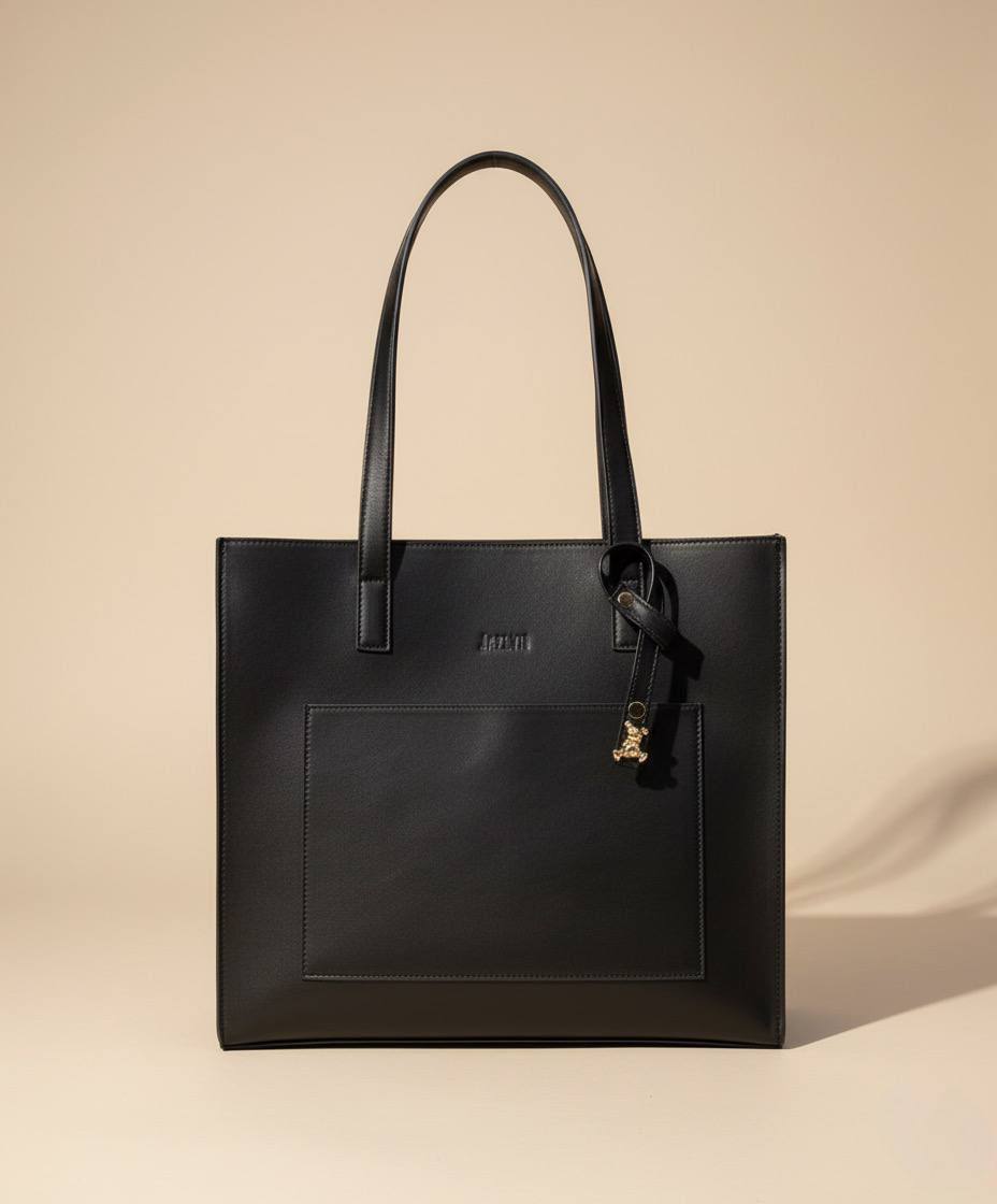 Black Leather Tote Bag
