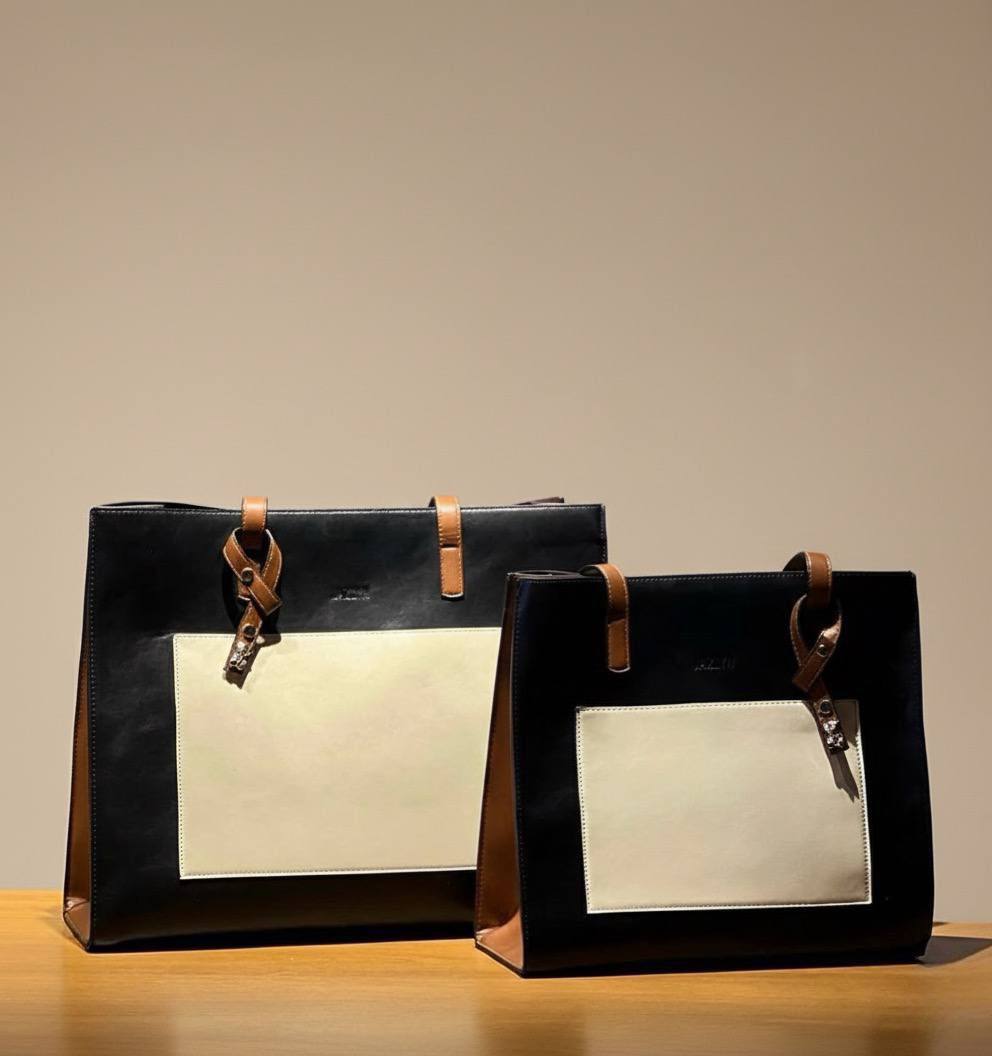 Mixed Colors Leather Tote Bag