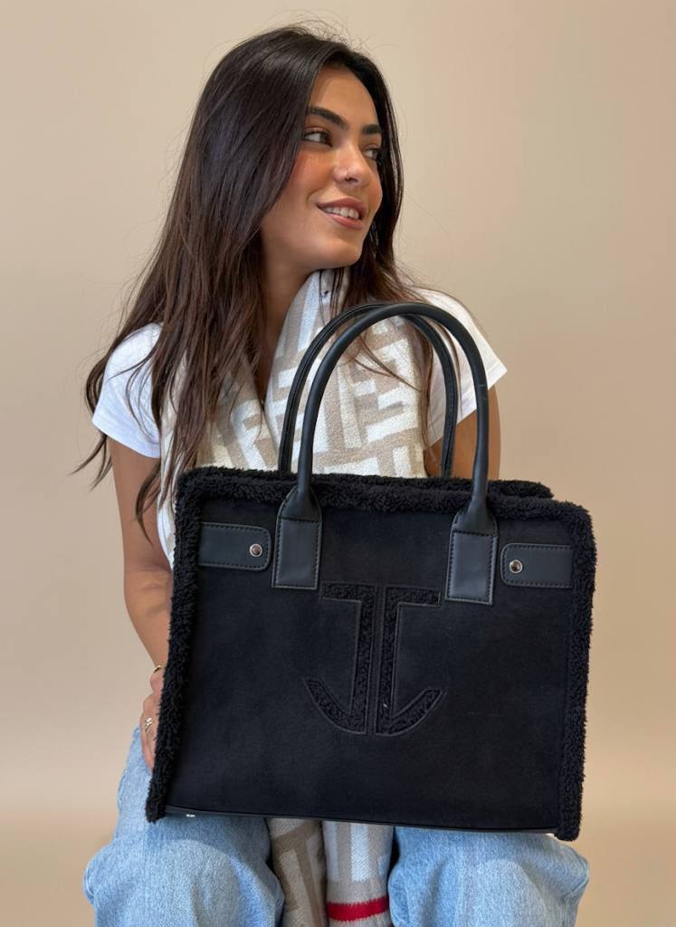 Black Fur JJ Bag