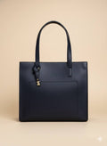 Navy Blue Leather Tote Bag